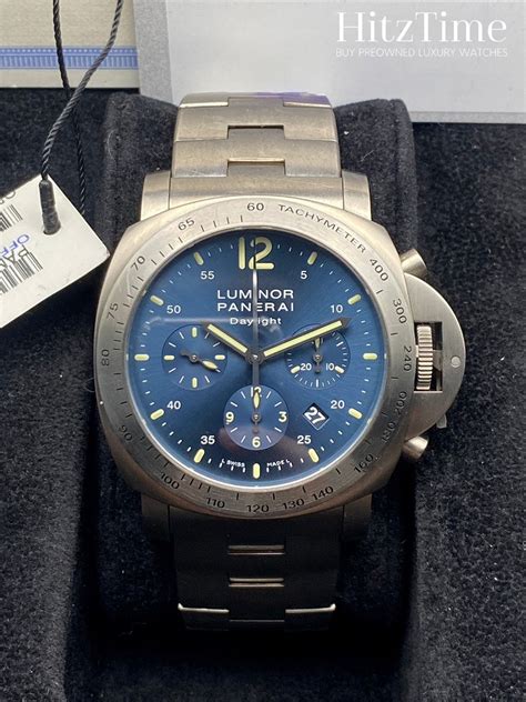 panerai luminor chrono daylight 44mm titanium blue dial|Panerai Luminor chrono review.